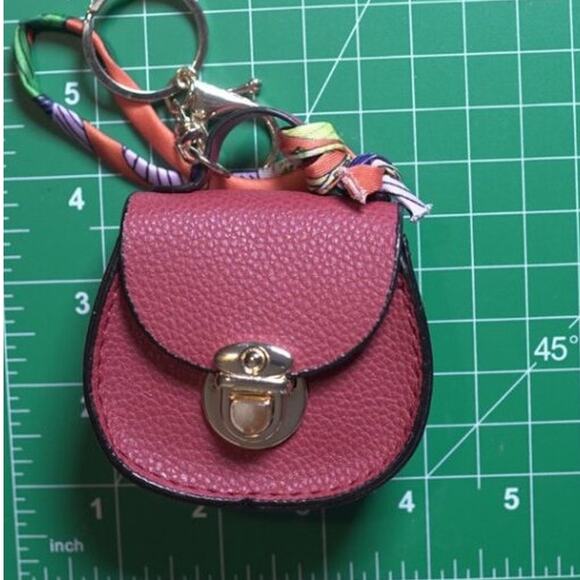 Bag Keychain Bag Charm Change Pouch Coin Purse Push Lock Clasp Red - Picture 2 of 7